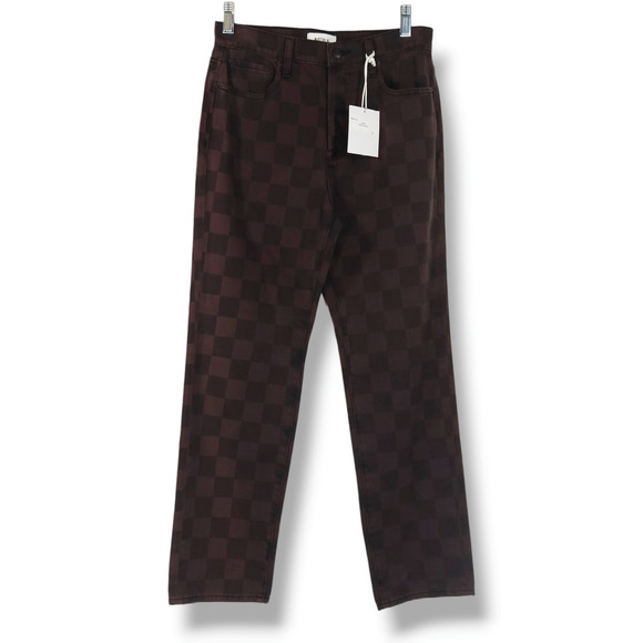 Pistola Charlie Button Fly High Rise Straight Ankle Jeans Brown Check 26x27 NWT - Picture 3 of 10